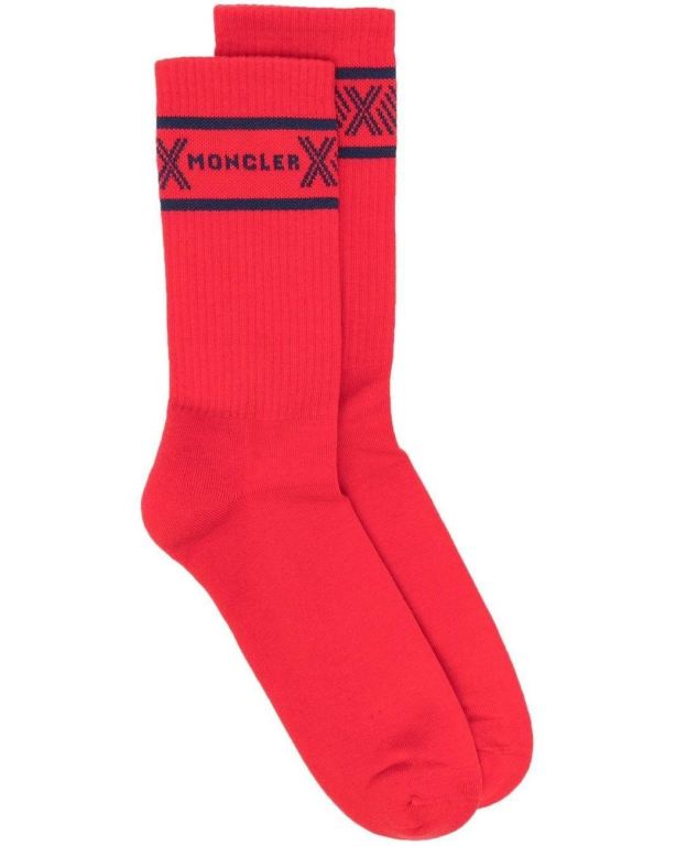 Moncler Logo-print Socks Socken Herren Rot | MjdHzT0BpXB